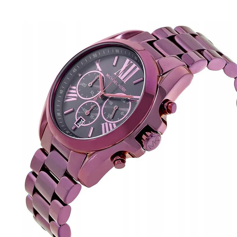 Michael Kors Bradshaw Black Dial Plum-tone Ladies Watch- MK6398